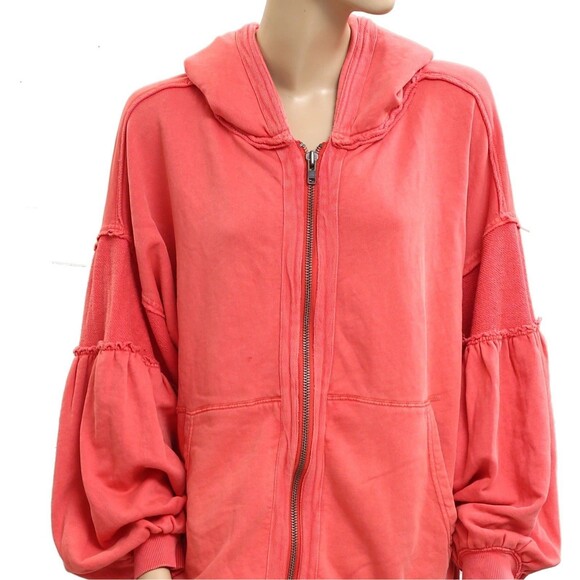 Free People Oversized Sweatshirt Top Red Christmas Festive Jacket XL NWD 283830 - Picture 4 of 7